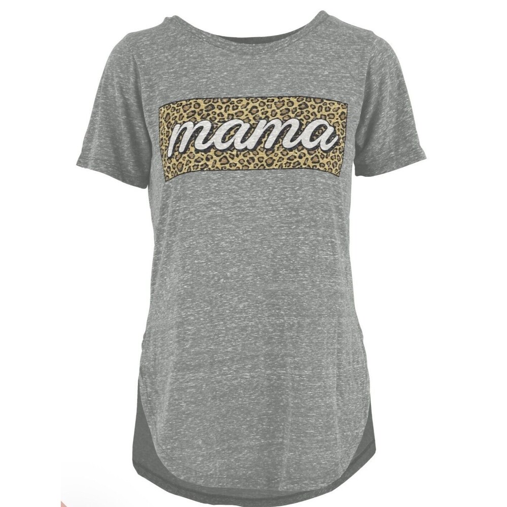 Royce Brand Hi Low Hem Heather Gray Soft Vintage Feel T-Shirt  2XL Mama Leopard